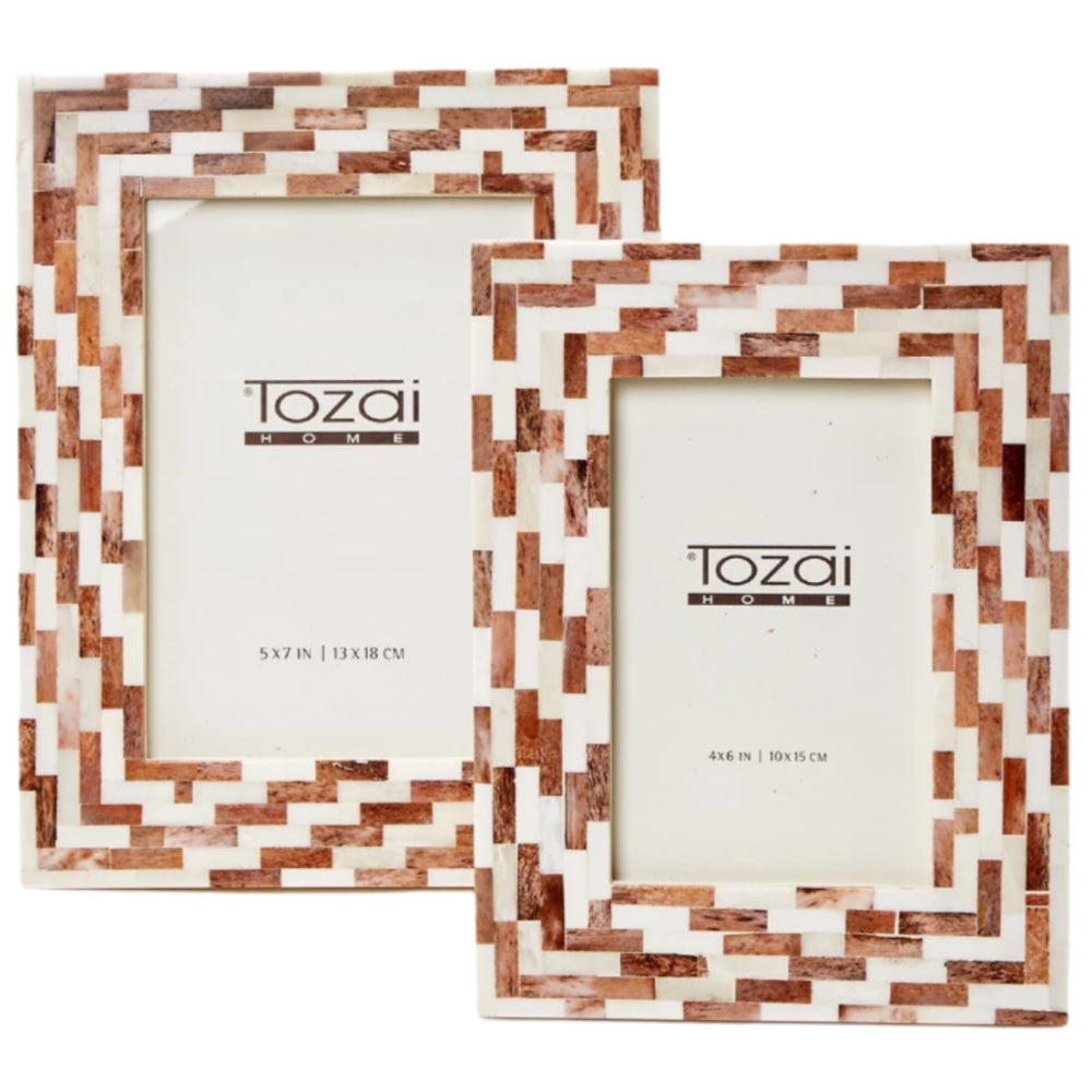 Jacobson Natural Bone & Resin Brick Mosaic Photo Frame