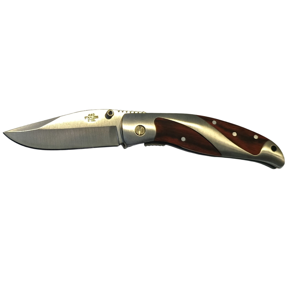 Marlin Stainless Steel w/ Cherry Wood Inlay Pocket Knives