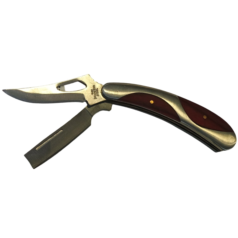 Marlin Stainless Steel w/ Cherry Wood Inlay Pocket Knives