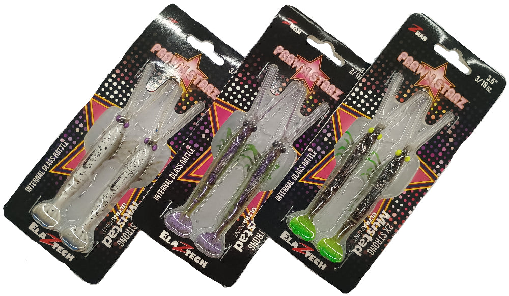 Z-Man PrawnstarZ 3.5" Pre-Rigged Soft Lures - 3.5" & 5"