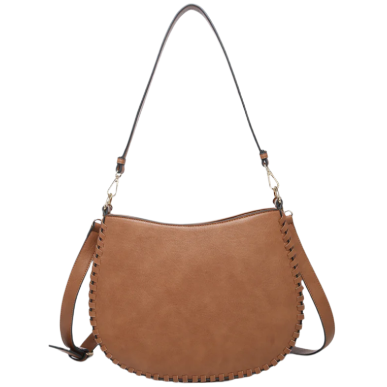 Jen & Co. Raquel Whipstich Vegan Leather Crossbody Saddle Bag
