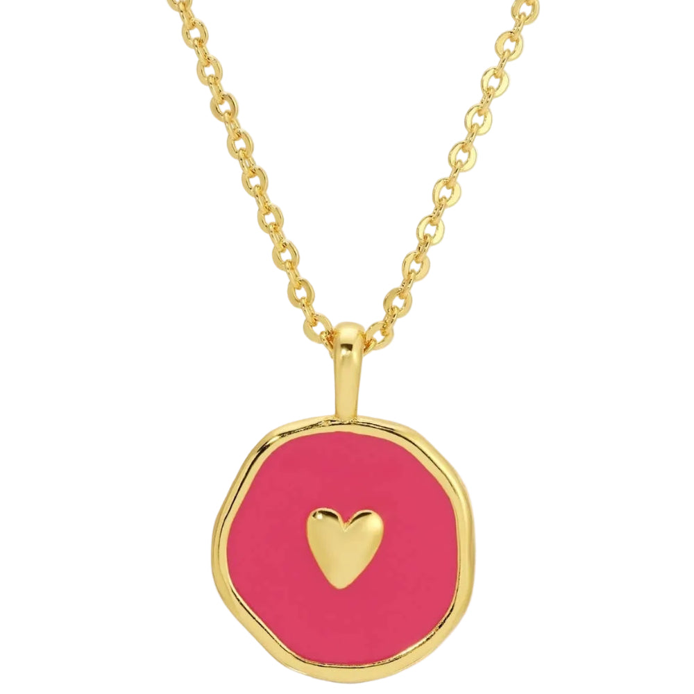 Splendid Iris Gold Minimal Heart Enameled Pendant Necklace