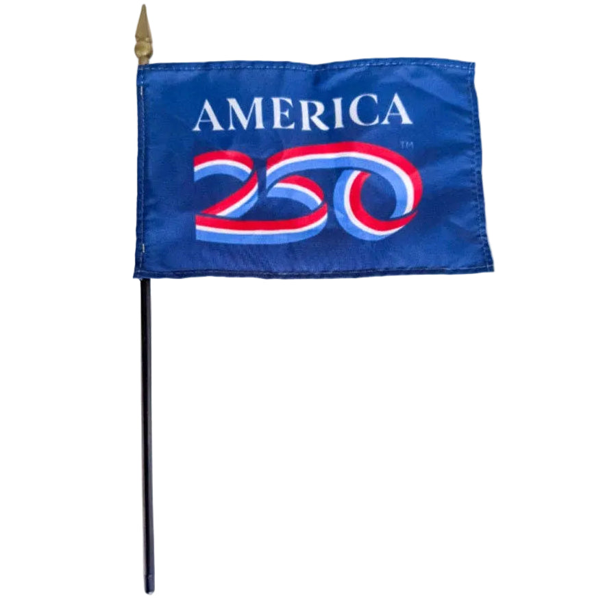 America250 Miniature Stick Flag - 6" x 4"