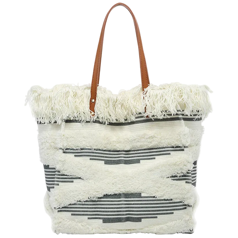 Jen & Co. Madison Hand-Woven Cotton Fringe Tote