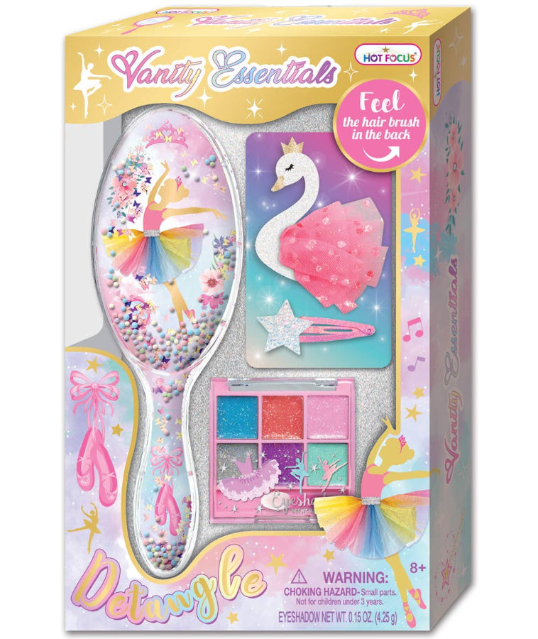 Hot Focus Vanity Essentials Kids Ballerina Hair Brush & Makeup Kit - 4 pc.