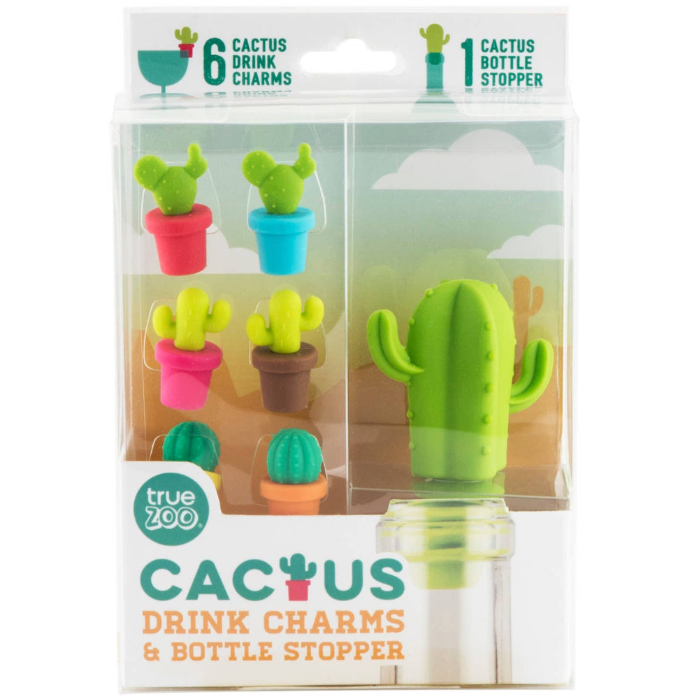 TRUE Zoo Silicone Cactus Wine Stopper & Drink Charms - 7 pc.