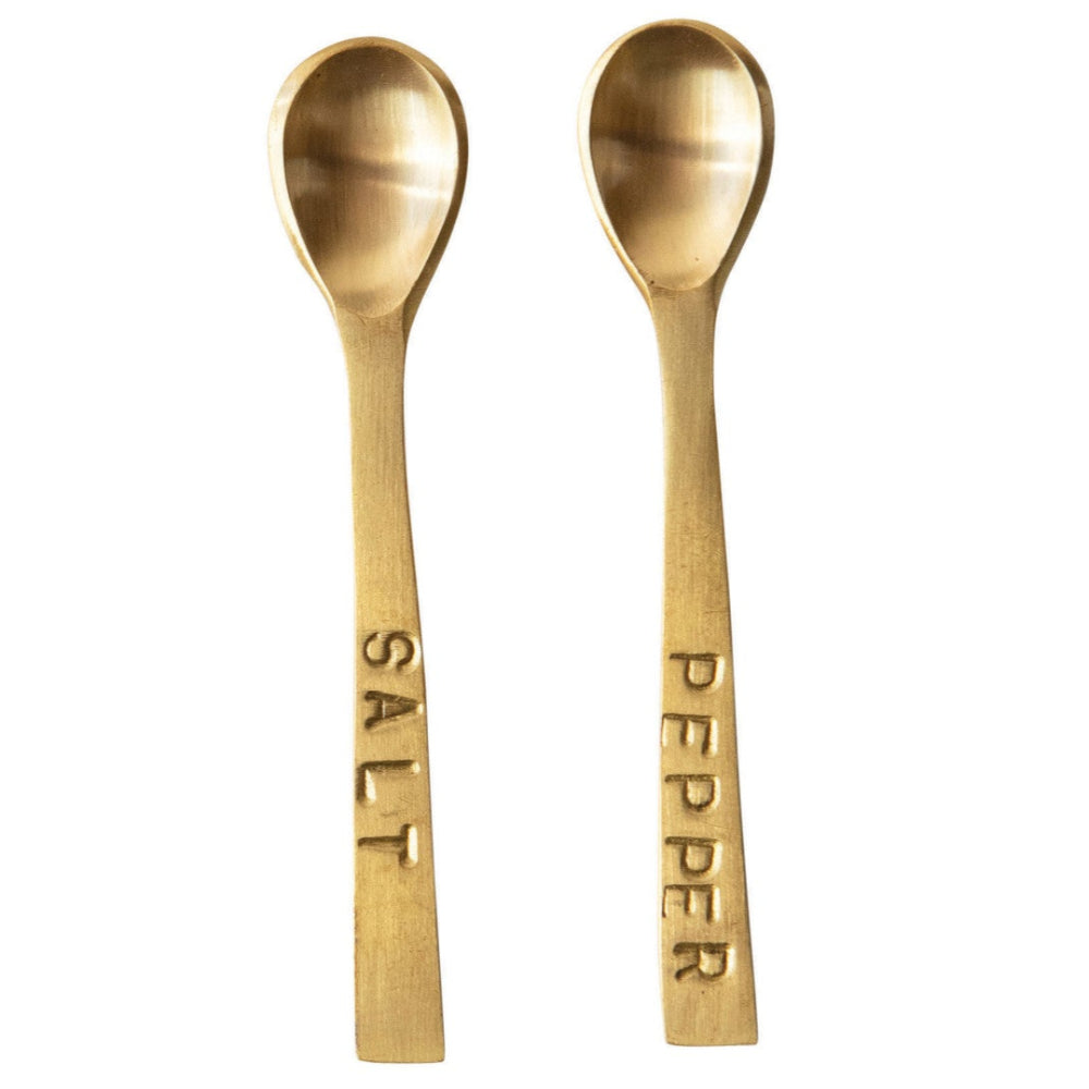 Brass Stamped Salt & Pepper Seasoning Spoons - 2 pc.