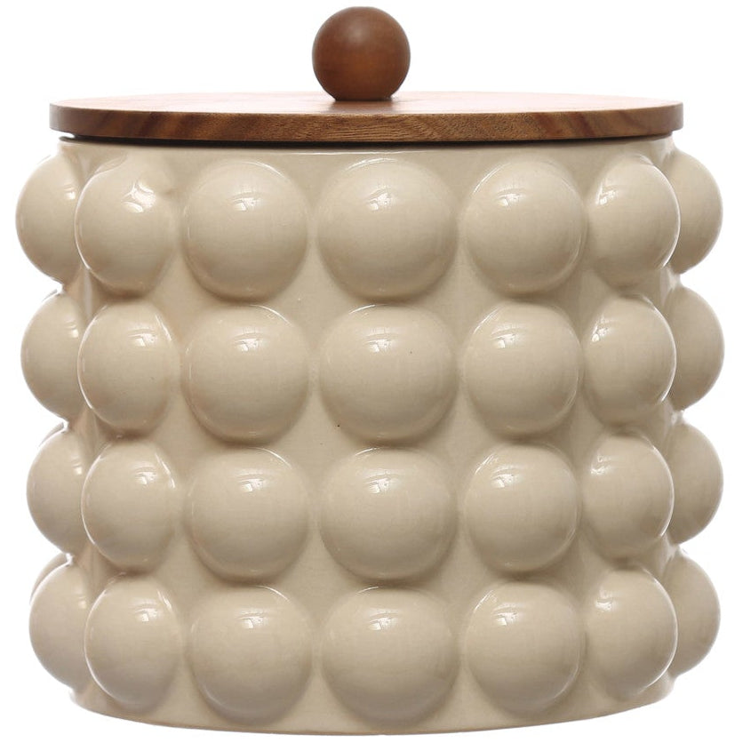 Creative Co-Op Stoneware Knobbed Dry Goods Cannisters