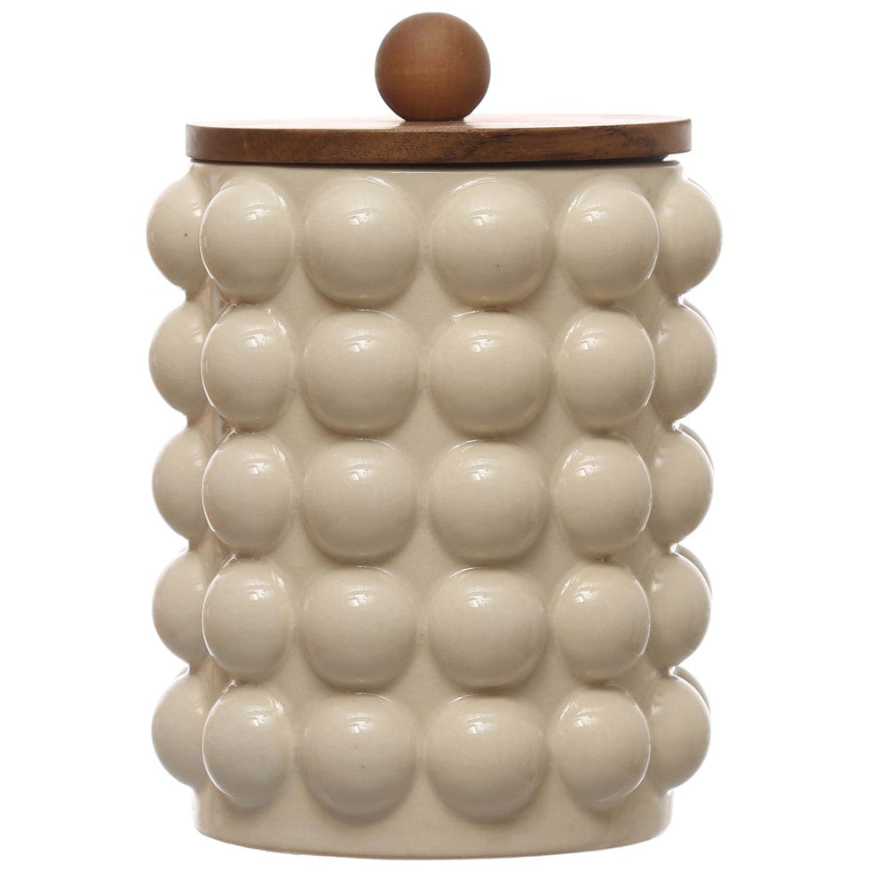 Creative Co-Op Stoneware Knobbed Dry Goods Cannisters