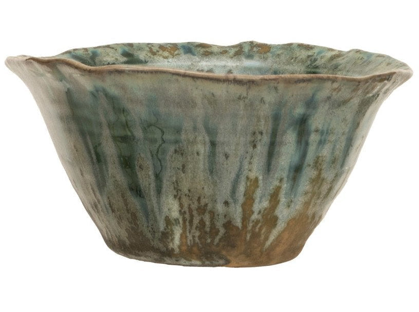 Crackle Glaze Sage Green Stoneware Bowl - 4.5"