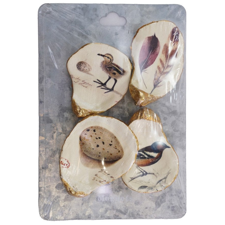 Gold-Rimmed Vintage Reproduction Oyster Shell Magnets - 4 pc.