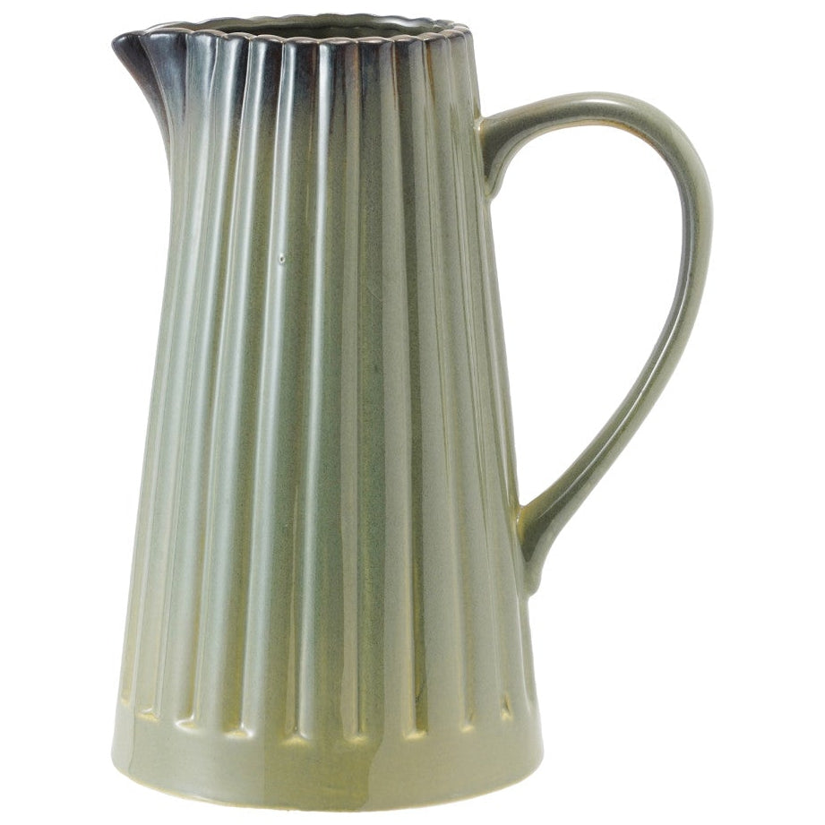 Sage Green Fluted Stoneware Pitcher - 40 oz.