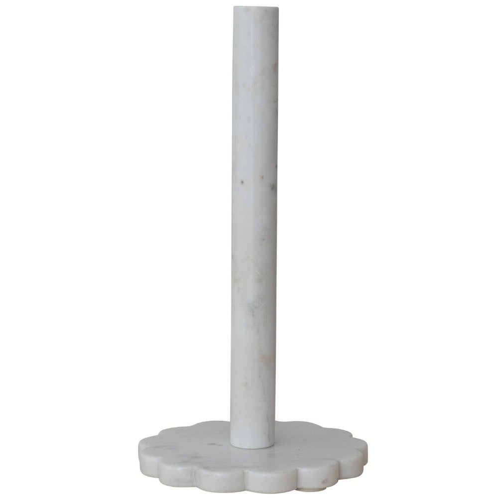 Scalloped White Marble Vertical Paper Towel Roll Holder - 11.5"