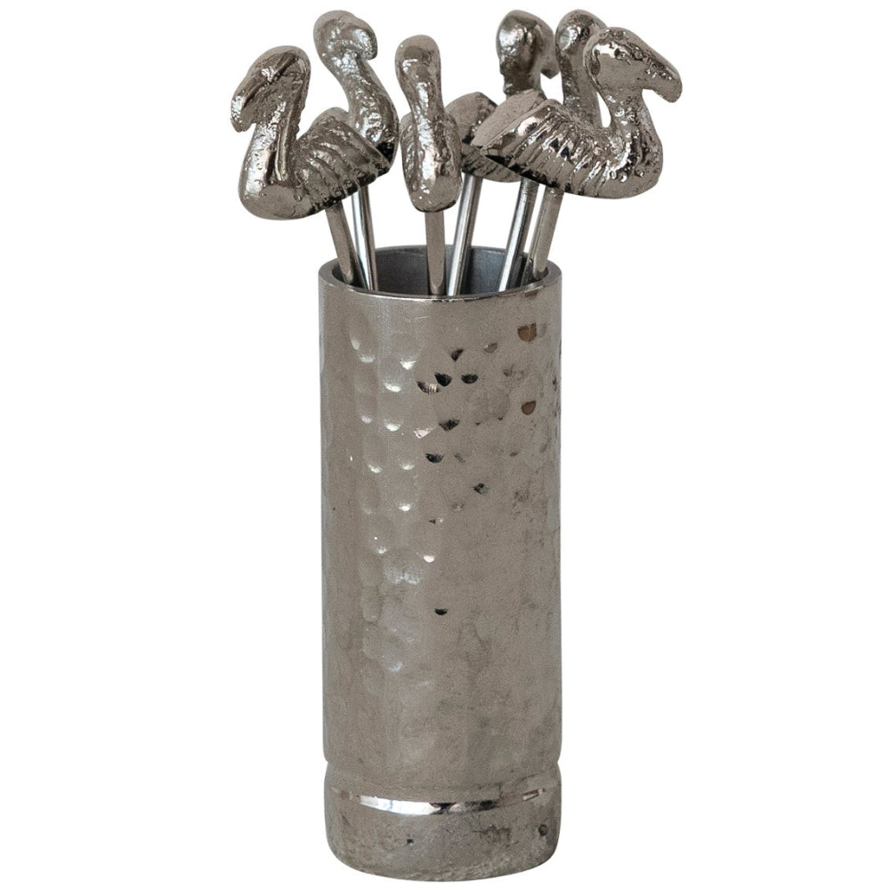 Creative Co-op Stainless Steel Appetizer Picks w/ Aluminum Holder - 7 pc.