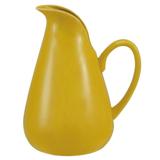 Vintage-Style Glazed Yellow Stoneware Pitcher - 1.75 qt.