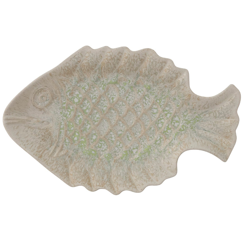 Mottled Glazed Stoneware Fish Platter - 8.5" x 13.75"