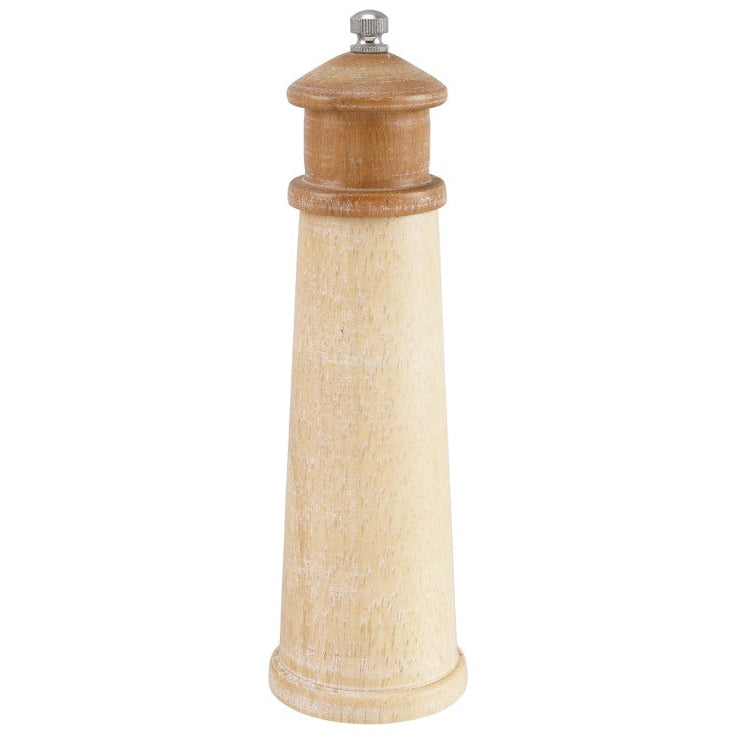 Lighthouse-Shaped Rubberwood Spice Grinder - 8"