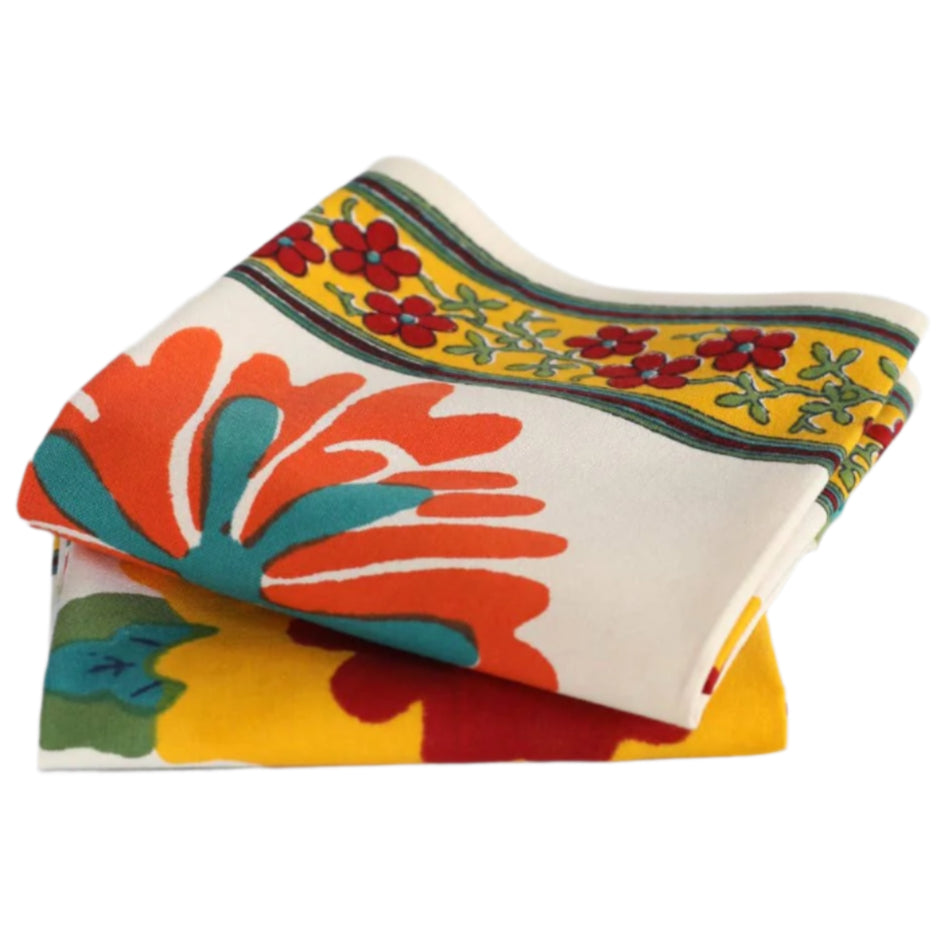 Pacific & Rose Block-Printed Cotton Kitchen Towels - 2 pc.