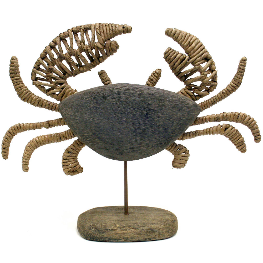 Modern Coastal Wooden Pandan Crab Sculptures - 12" & 17"