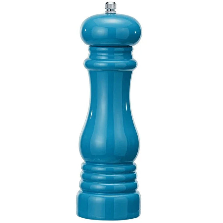 Enameled Blue Rubberwood Pepper Mill - 8"