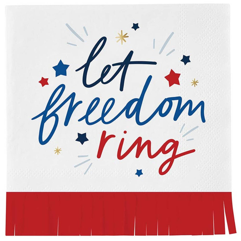 Slant Patriotic Paper Beverage Napkins - 20 pc.
