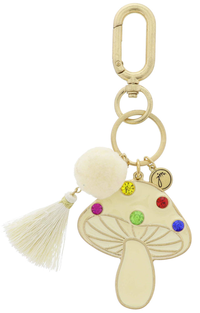 Jane Marie Spotted Mushroom & Tassel Keychain