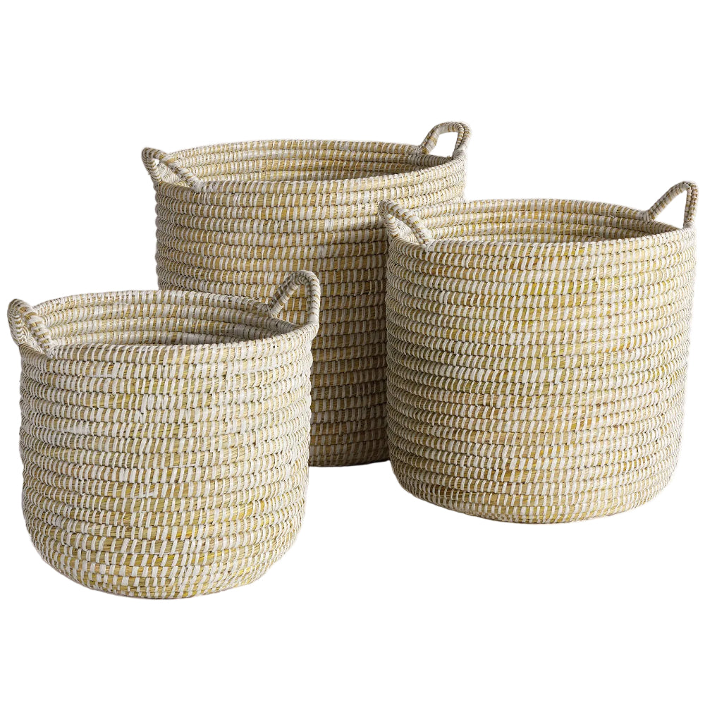 Napa Round Rivergrass Handled Baskets - 13" to 16.5"