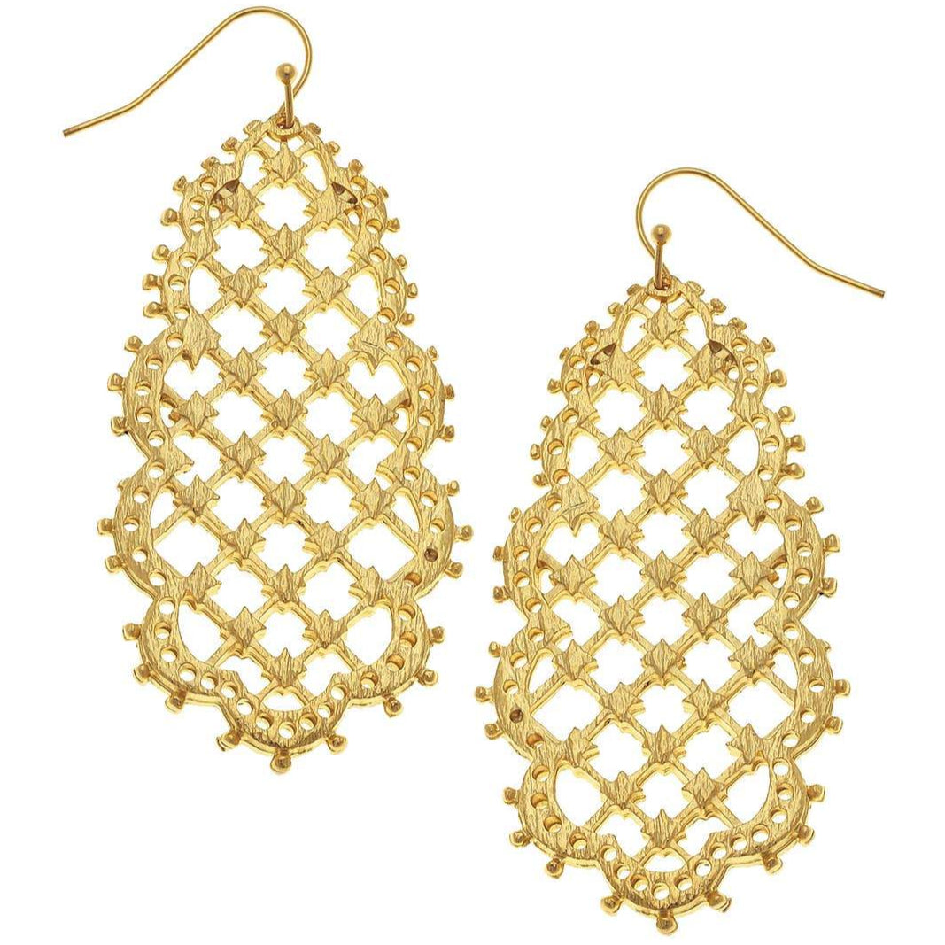 Susan Shaw Gold Filigree Drop Earrings