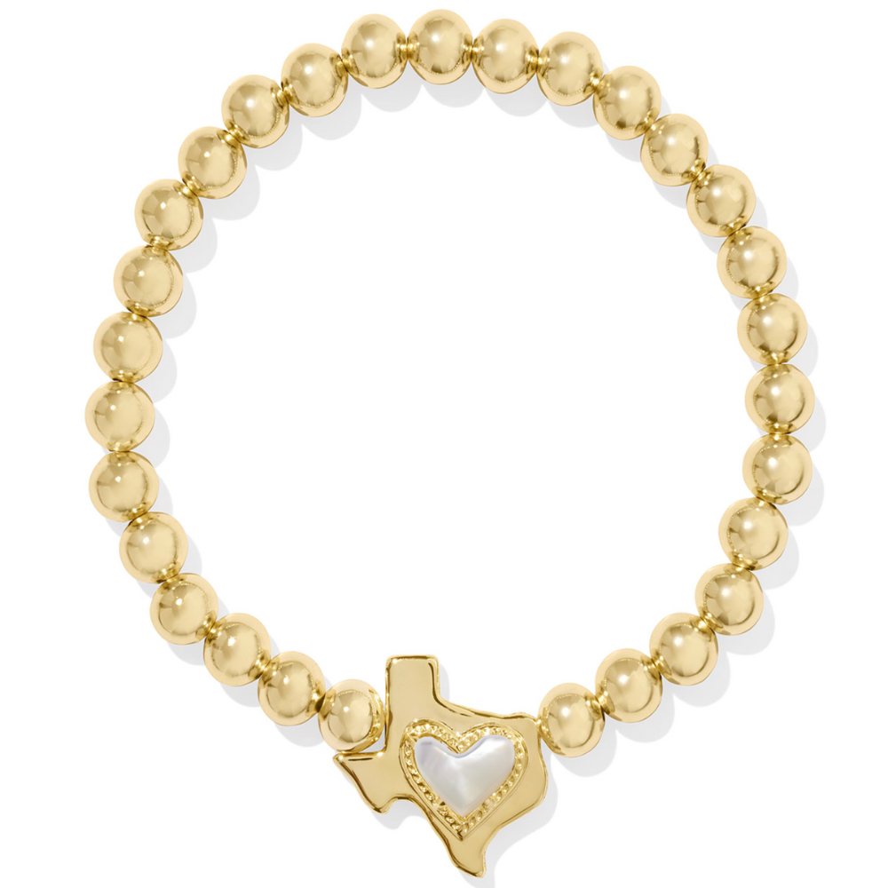 Kendra Scott Art Heart Gold Texas Pendant Stretch Bracelet