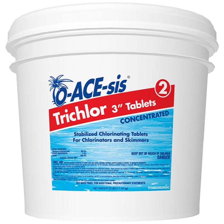 O-ACE-sis 3" Trichlor Chlorine Stabilizing Tablets - 5 lb. to 50 lb.