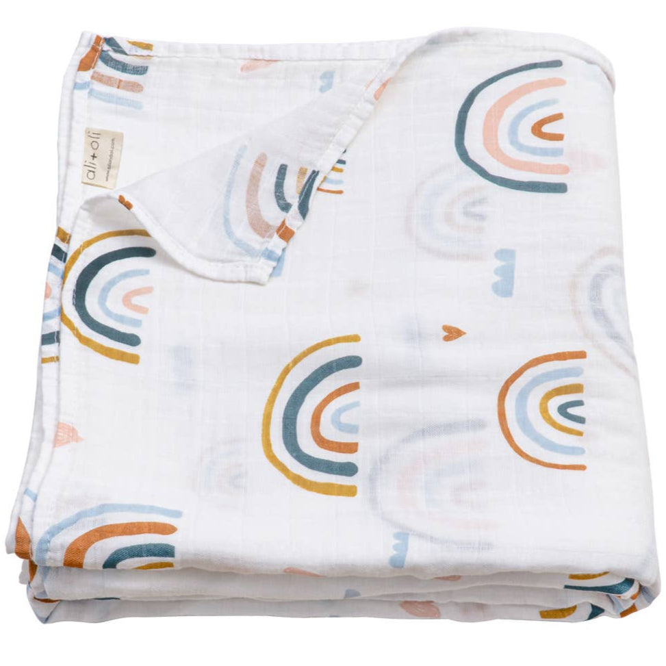 Ali + Oli Bamboo Muslin Baby Swaddling Blanket - 47" x 47"