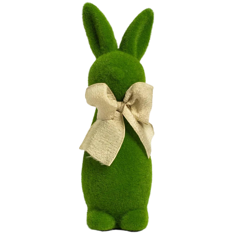 Camille Flocked Green Bunny Figurines - 9.75" & 13.75"