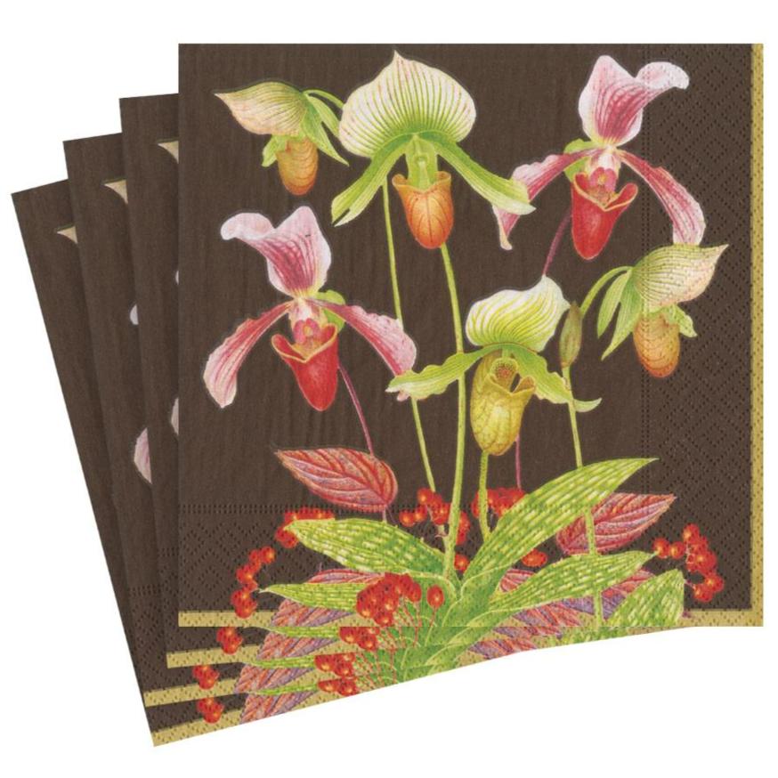 Caspari Slipper Orchid Paper Napkin