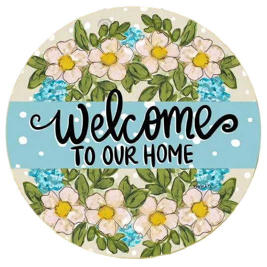 Baxter & Me "Welcome to Our Home" Floral Door Hanger - 23"