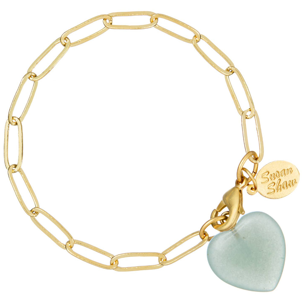Susan Shaw Audrey Heart Gold Chainlink Bracelet