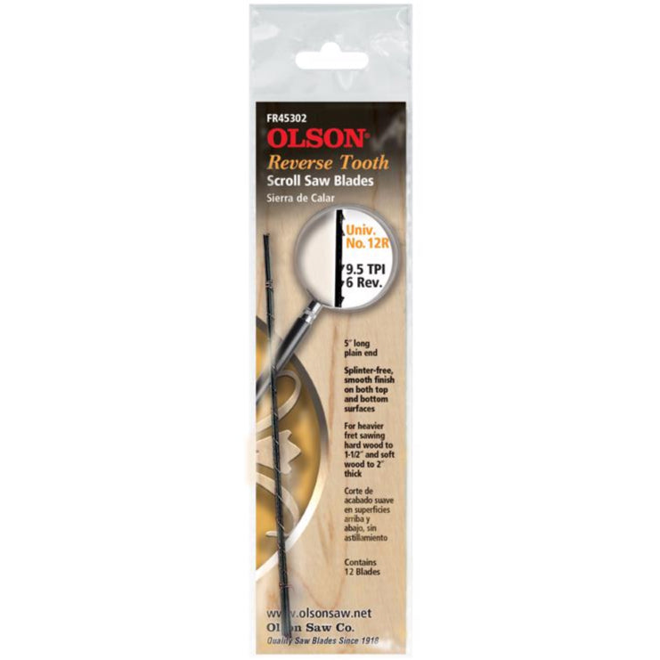 Olson 5" Carbon Steel Reverse Tooth Scroll Saw Blade - 12 pc.
