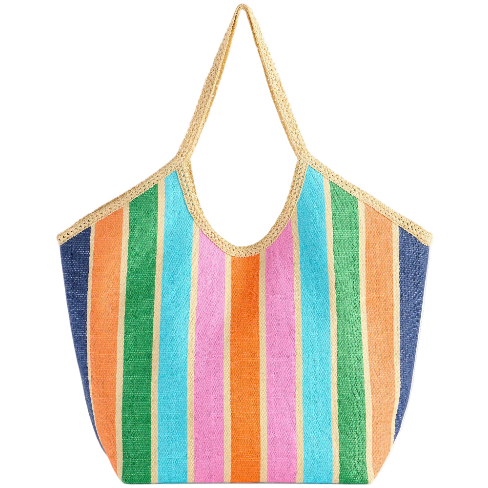 Shiraleah Paper Straw Capri Striped Tote - 7.5" x 16" x 20"