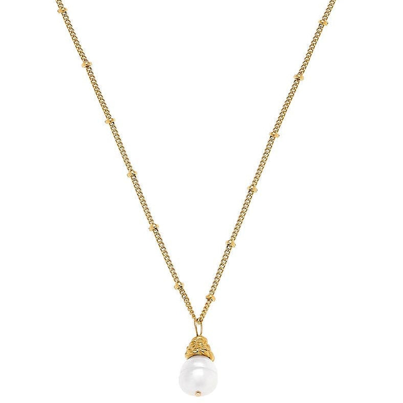 Susan Shaw Gold Dainty Pearl Drop Necklace