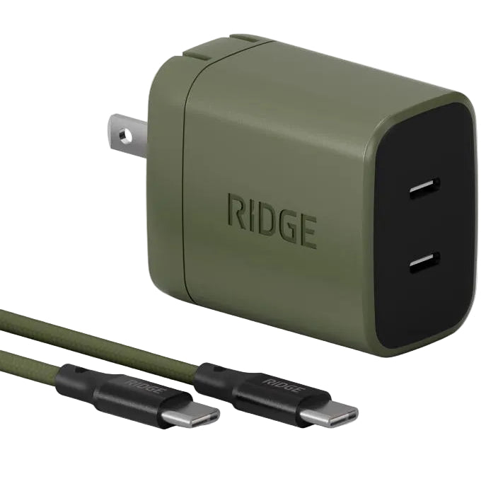 Ridge 2-Port 45W Gallium Nitride USB Power Adapter