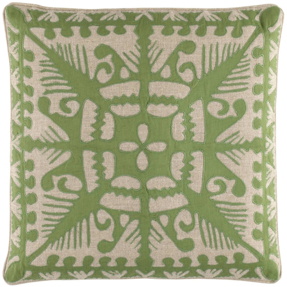Annie Selke Cotton/Linen Knight Wood Embroidered Throw Pillows - 20" x 20"