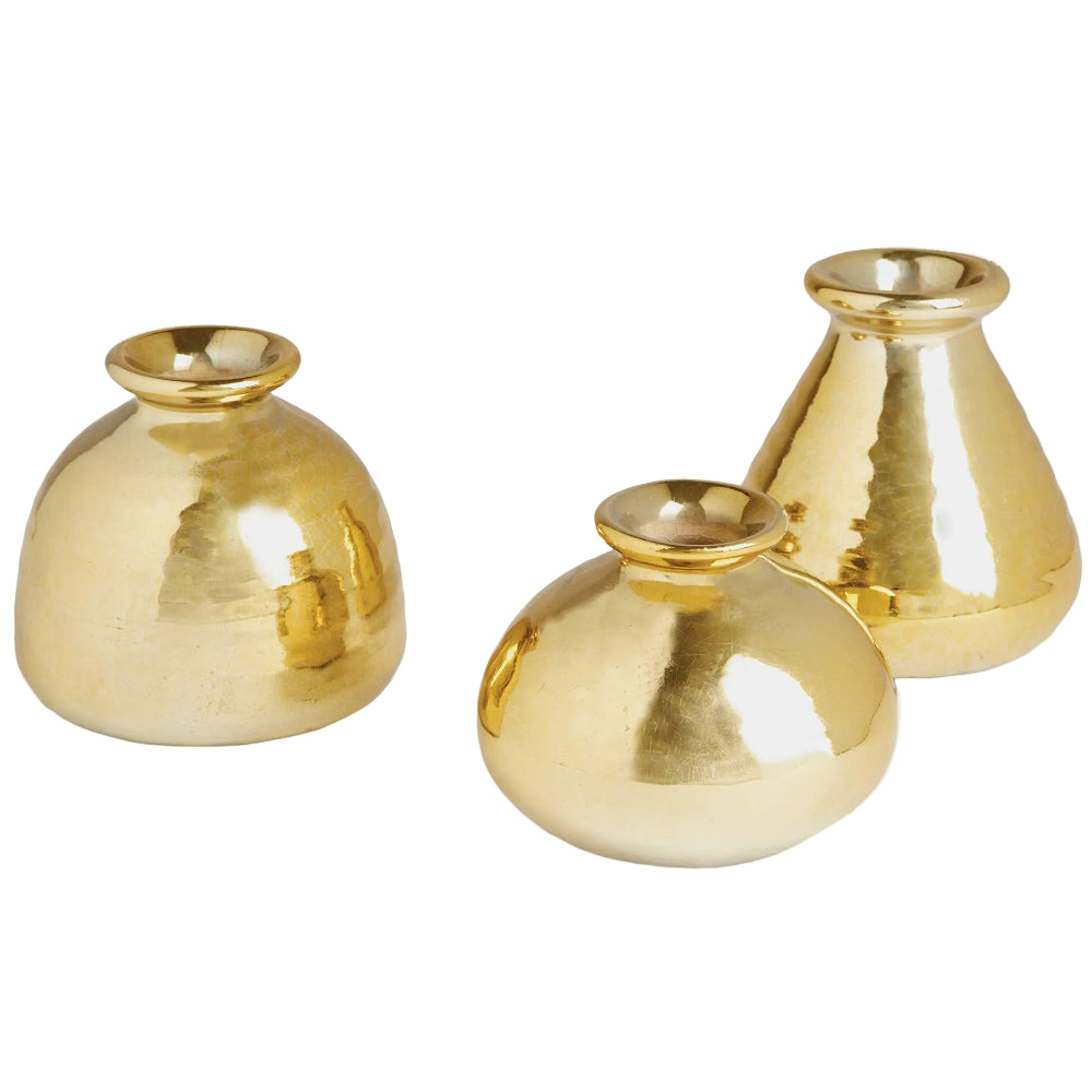 Napa Tinsley Gold-Toned Ceramic Bud Vases - 2.5" & 3"