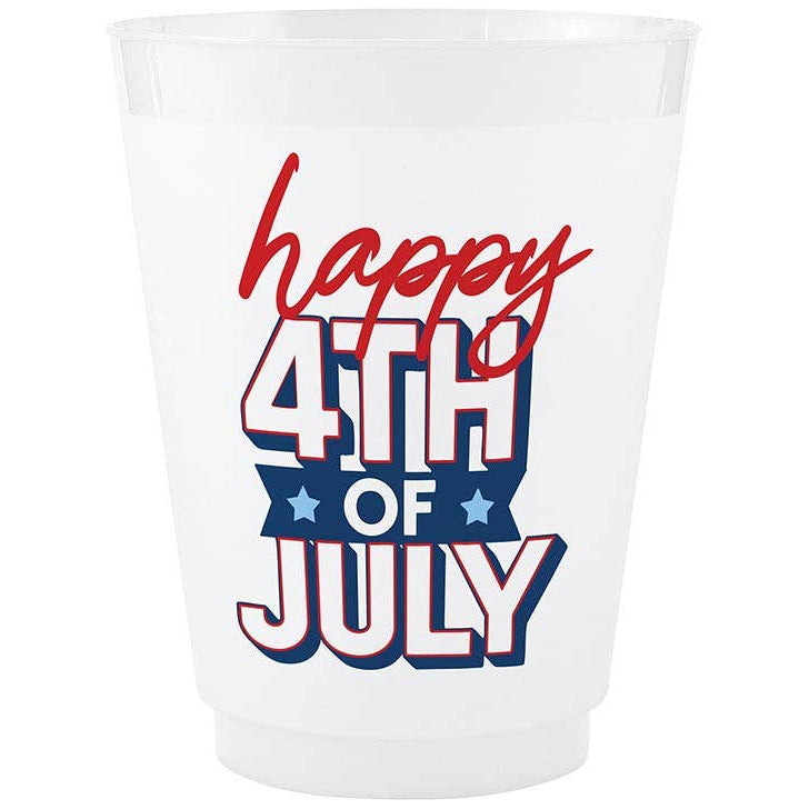 Slant Patriotic Frosted Plastic Party Cups - 8 pc. (16 oz.)