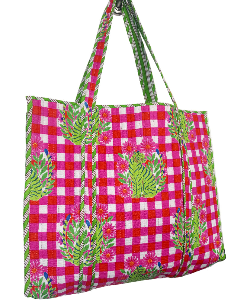 Folklore Couture Quilted Cotton Totes - 17.5" x 17.5"