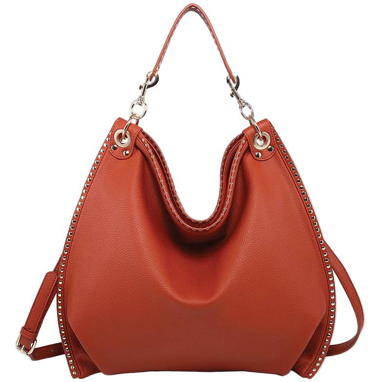 Jen & Co. Carly Studded Slouchy Vegan Leather Hobo Bag