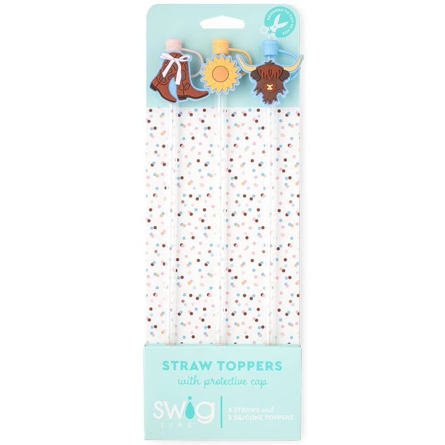 Swig Silicone Straw Toppers + Straws - 6 pc.