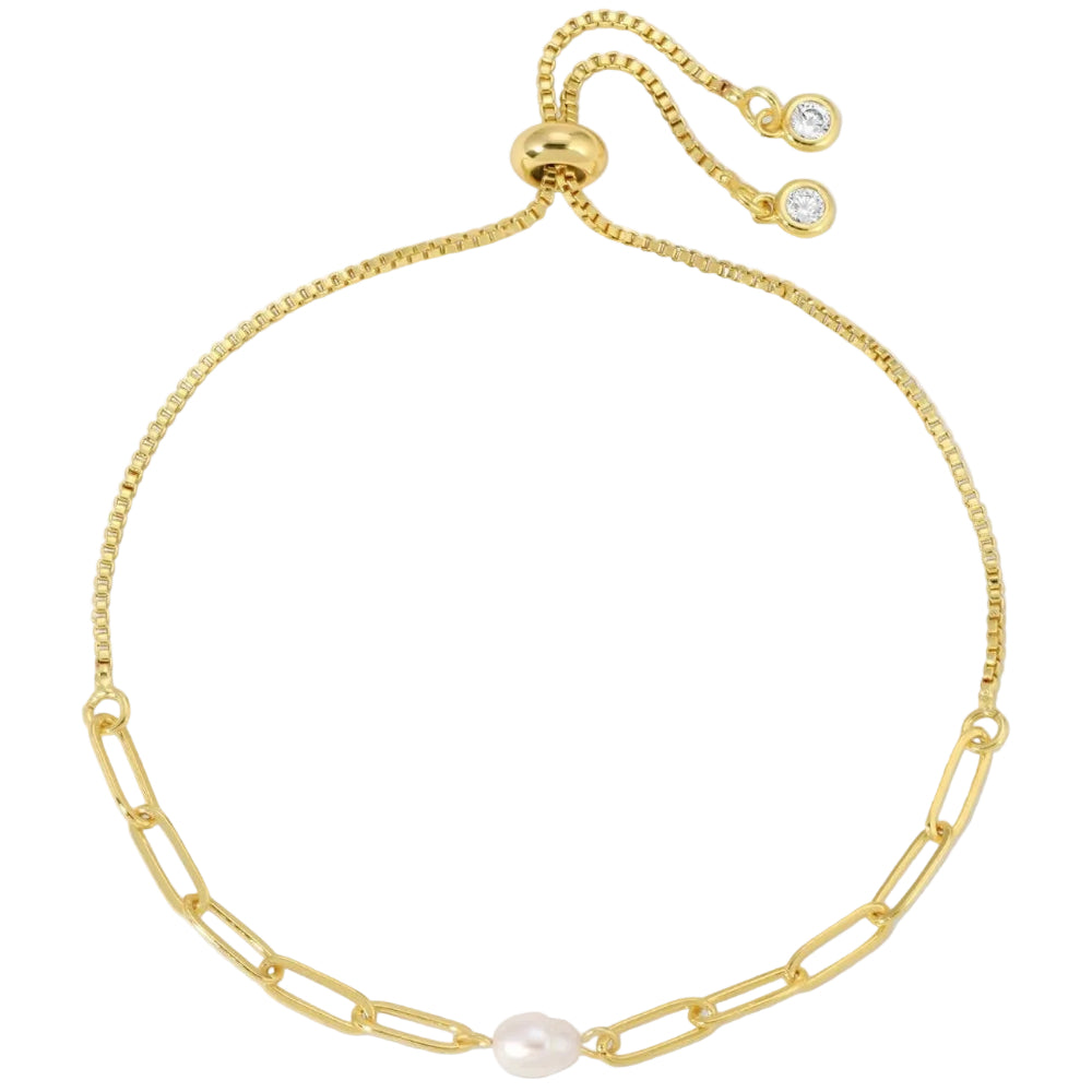 Splendid Iris Gold Freshwater Pearl Pulley Bracelet