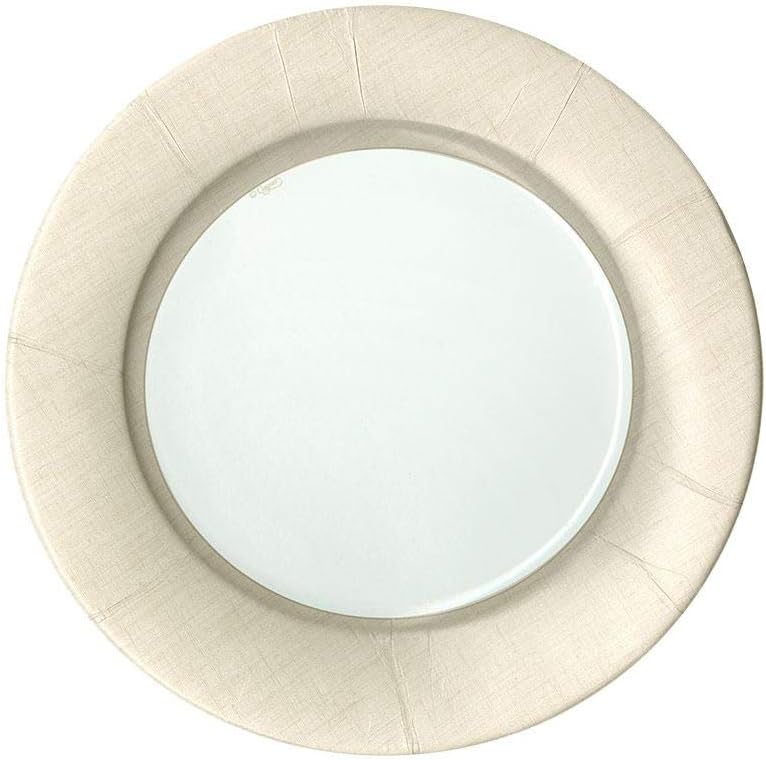 Caspari Linen Border Round Paper Plates - 8 pc.