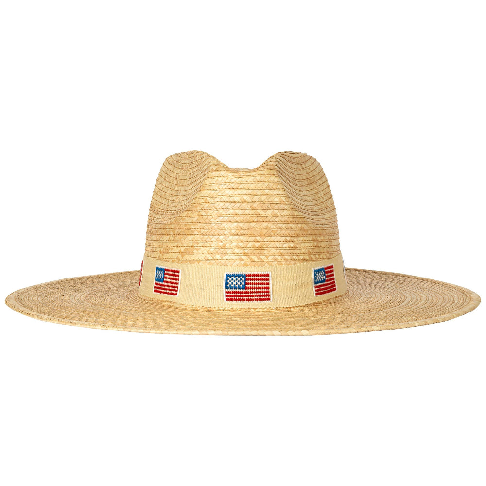 Sunshine Tienda Ivory USA Flag Palm Hat