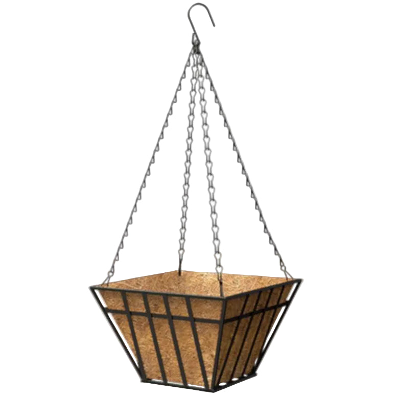 Living Accents Square Hanging Steel Plant Basket & Coco Liner - 14"