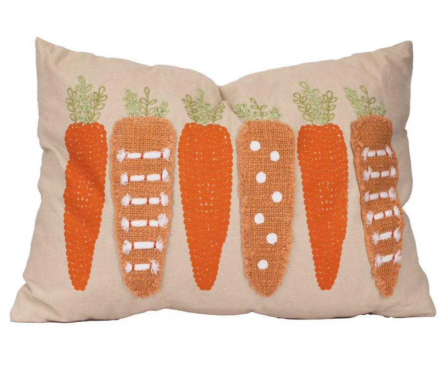 Royal Standard Chantenay Applique Carrot Pillow - 14" x 20"